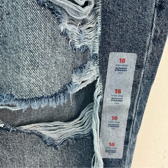 NWT Old Navy High Rise Slouchy Straight Crop Jeans Secret Slim Sz 18 Button Fly - Picture 4 of 6
